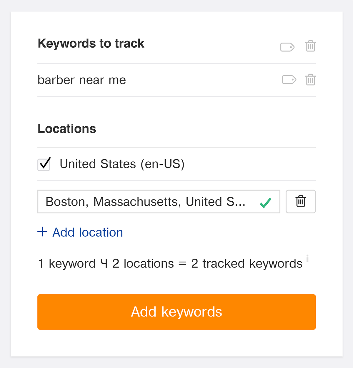Ahrefs adding keyword with specific city location