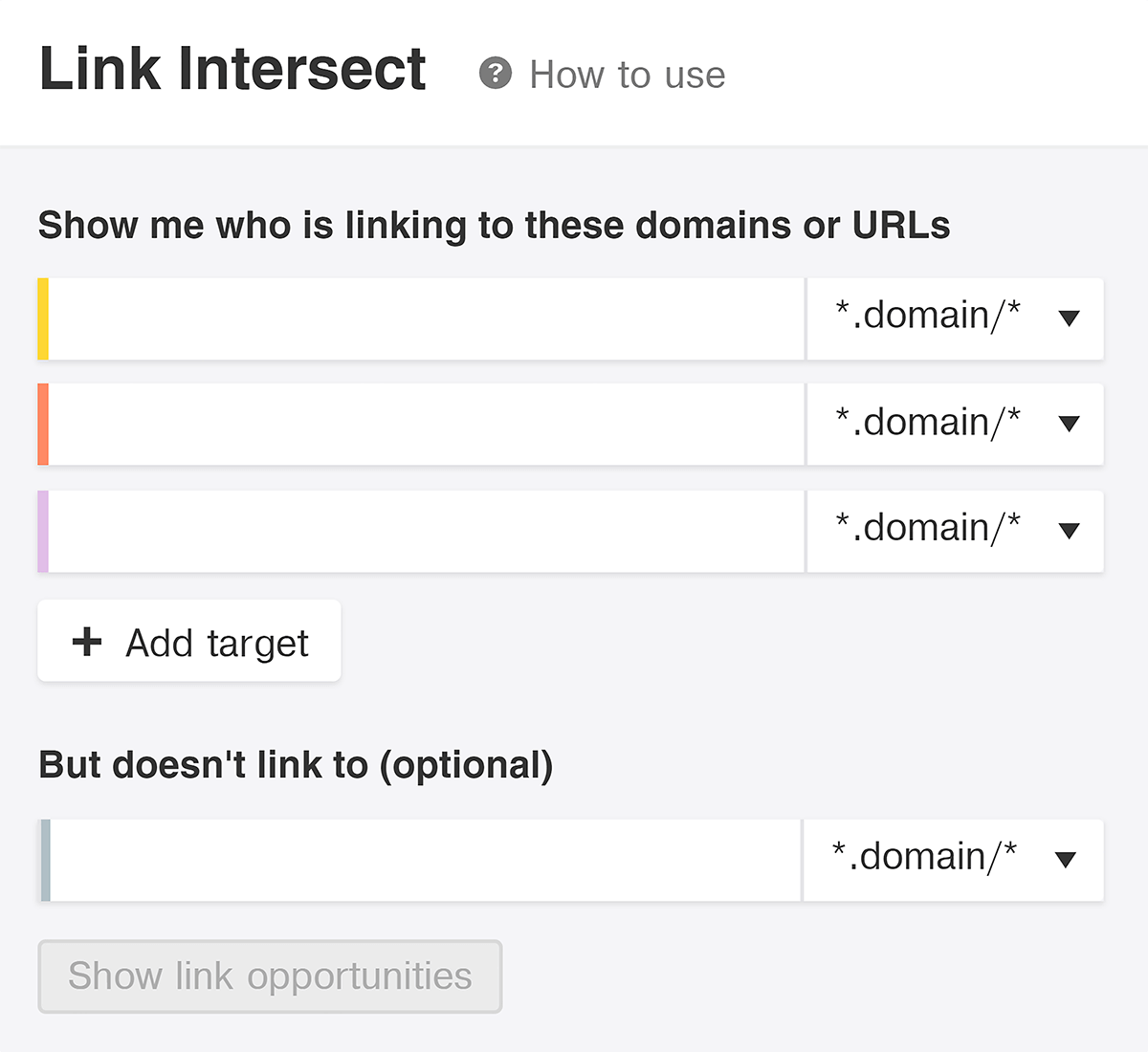 Ahrefs link intersect feature