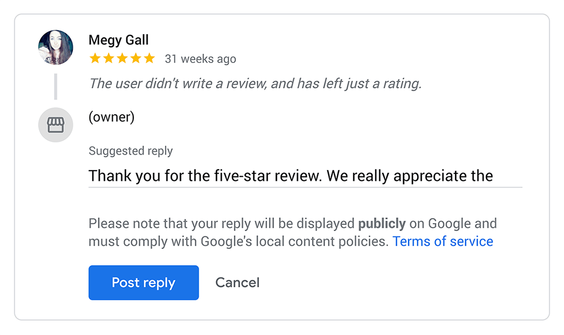 Google My Business – Reply to review