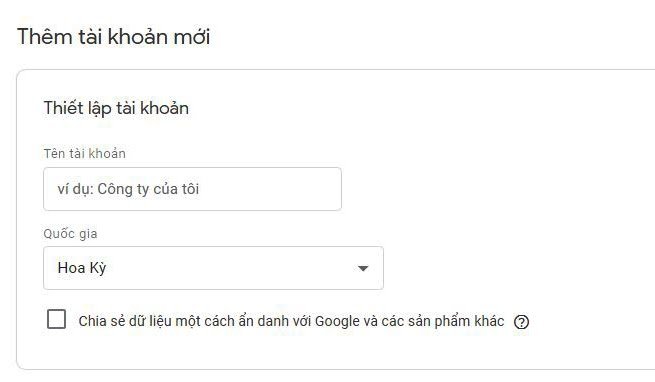 Cách thiết lập tài khoản trong Google Tag Manager