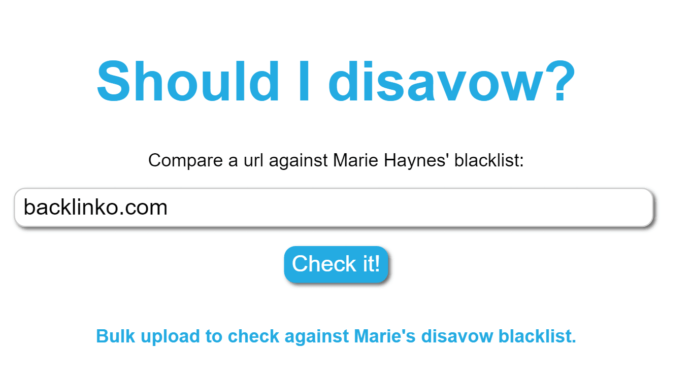 công cụ SEO - Marie Haynes' Disavow Blacklist