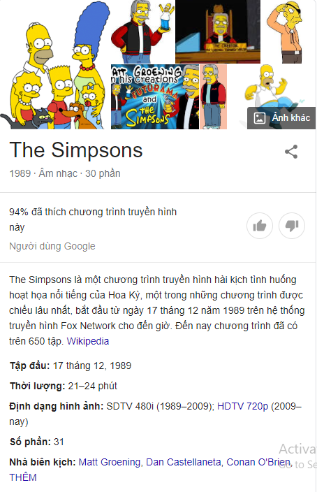 trong thẻ kiến thức dành cho người sáng tạo The Simpsons (Matt Groening) 