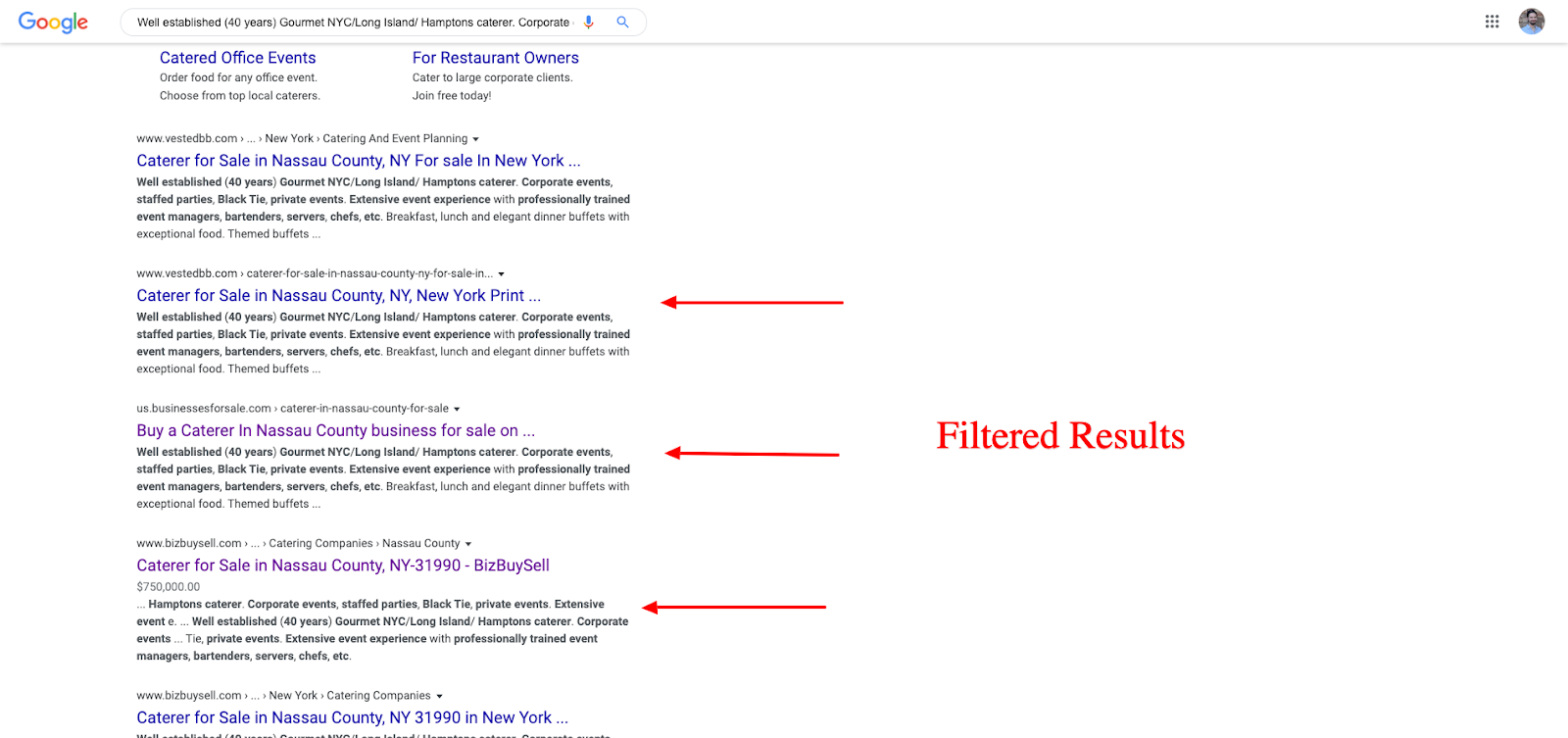Filtered result Not Indexed