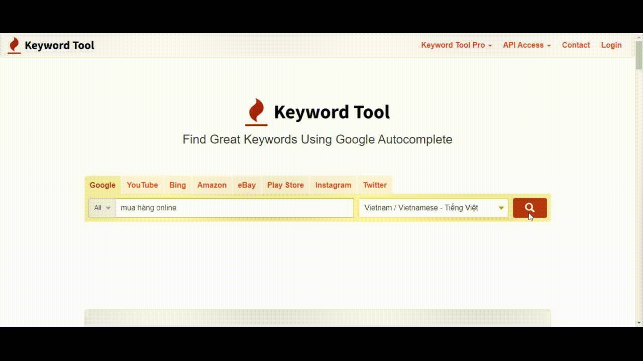 Các bước nhập và phân tích từ khóa trên Keyword tool