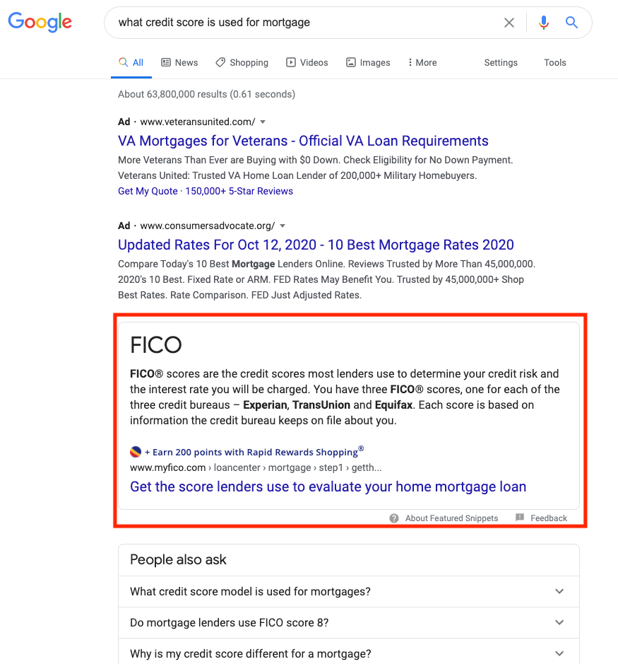 Ví dụ về featured snippets