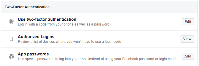 thiết lập two-factor authentication khi đăng nhập Facebook
