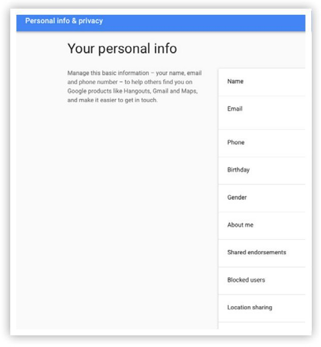 Cài đặt tài khoản Google - bước 6: Trang thông tin cá nhân