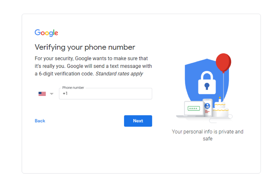 Tạo tài khoản Gmail - xác minh số điện thoại
